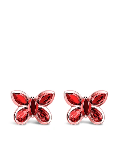 Shop Pragnell 18kt Rose Gold Ruby Butterfly Stud Earrings In Pink