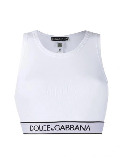 Shop Dolce & Gabbana Logo Cropped Top In White