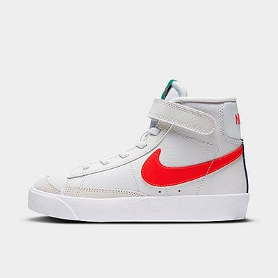 Shop Nike Little Kids' Blazer Mid '77 Hook-and-loop Casual Shoes In Platinum Tint/bright Crimson
