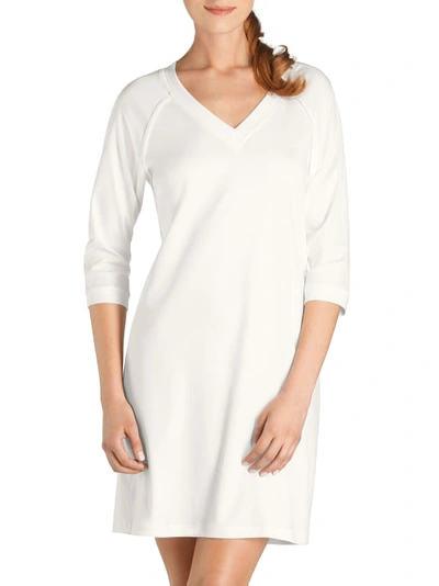 Shop Hanro Pure Essence Knit Sleep Shirt In Off White