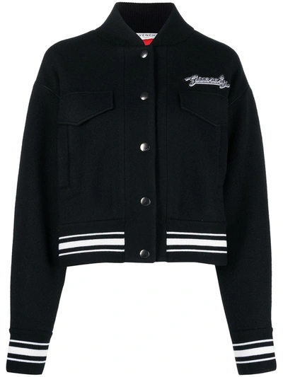 Shop Givenchy Logo Patch Varsity Jacket In Black