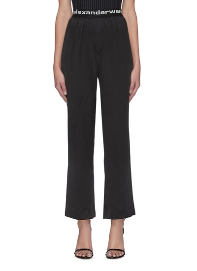 Shop Alexander Wang T Logo Elastic Waistband Pants In Black