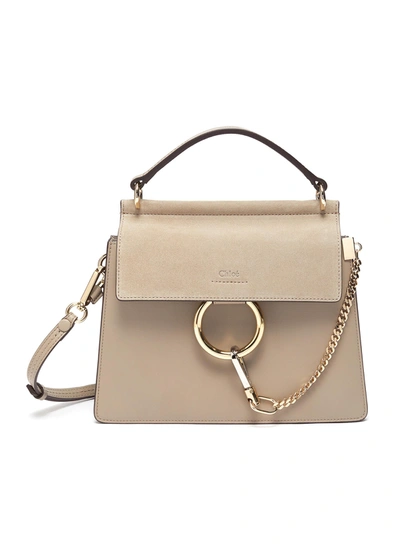 Shop Chloé Faye' Small Chain Top Handle Bag In Neutral