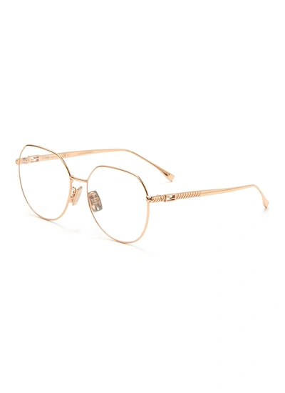 Shop Fendi Angular Metal Frame Optical Glasses In Metallic