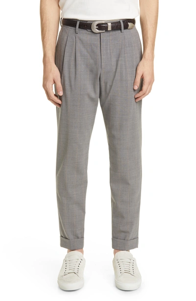Shop Eleventy Slim Fit Pinstripe Cuff Pants In Light Grey