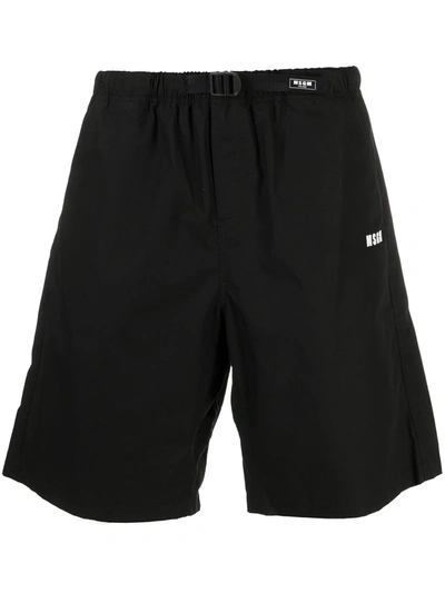 Shop Msgm Logo-print Shorts In Black