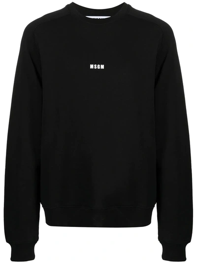 Shop Msgm Micro Logo Cotton Sweatshirt In Black