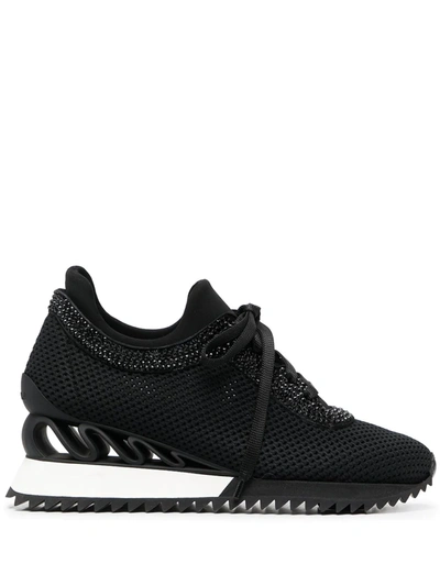 Shop Le Silla Wave Crystal-embellished Chunky Sneakers In Black