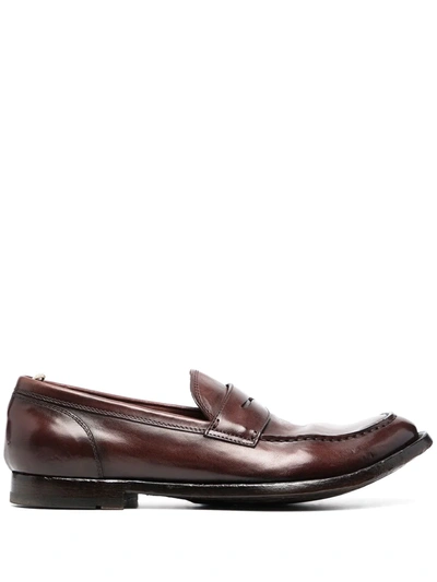 Shop Officine Creative Classic Polished Slip-on Loafers In Brown