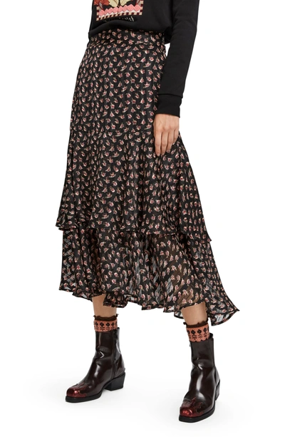 Shop Scotch & Soda Print Ruffle Midi Skirt In Combo E