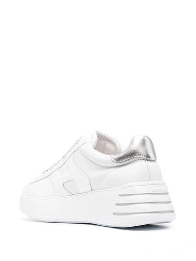 Shop Hogan Rebel Leather Sneakers In White
