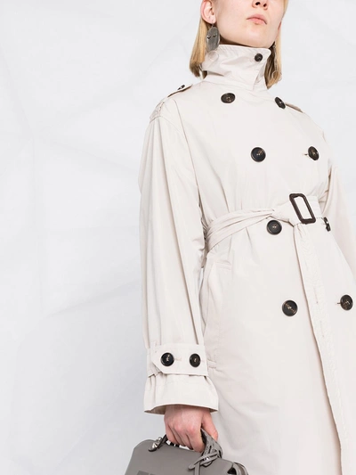 Shop Max Mara Cotton Trench Coat In Beige