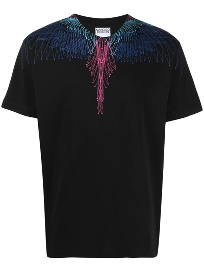 Shop Marcelo Burlon County Of Milan Bezier Wings Printed T-shirt In Black