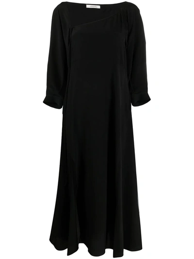 Shop Dorothee Schumacher Fluid Volumes Asymmetric Silk Dress In Black