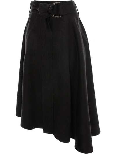 Shop Jw Anderson Asymmetric D-ring Midi Skirt In Black