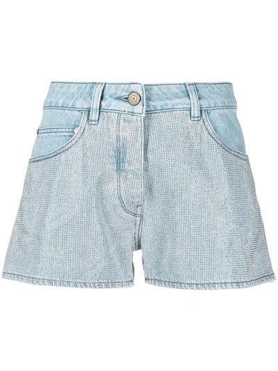 Shop Golden Goose Stud Detail Denim Shorts In Blue