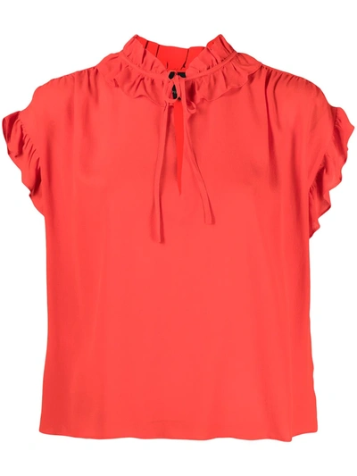 Shop Pinko Ruffle-trimmed Top In Red