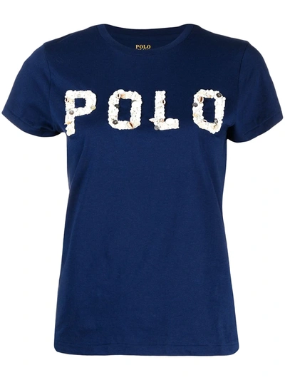 Shop Polo Ralph Lauren Shell-logo Cotton T-shirt In Blue