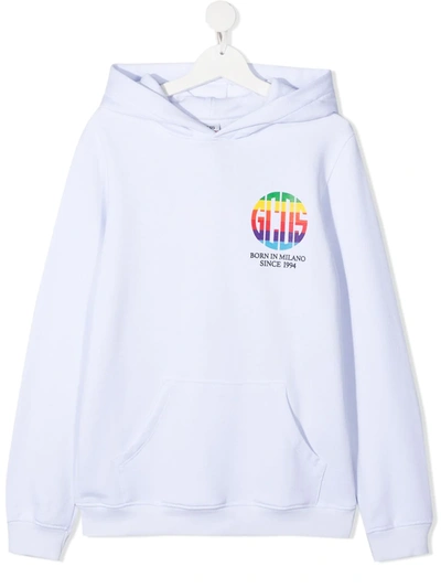 Shop Gcds Teen Rainbow-logo Print Hoodie In White
