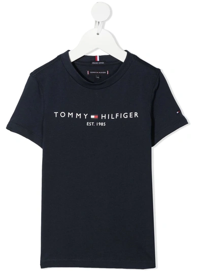 Shop Tommy Hilfiger Junior Logo-print T-shirt In Blue