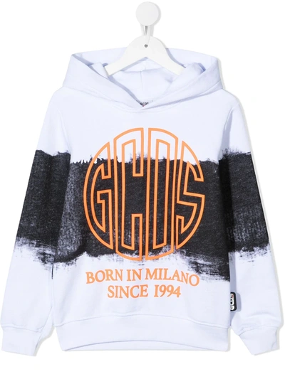 Shop Gcds Colour-block Logo Hoodie In White