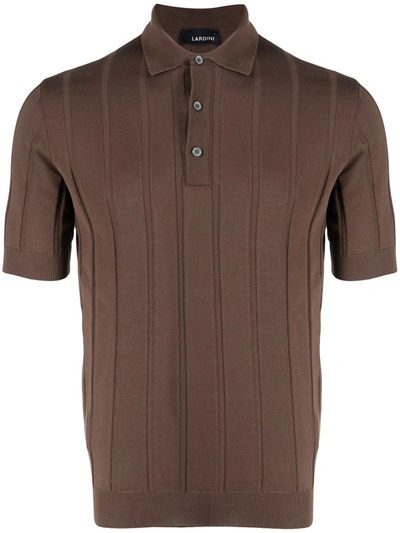 Shop Lardini Ribbed Short-sleeved Polo Shirt In Brown