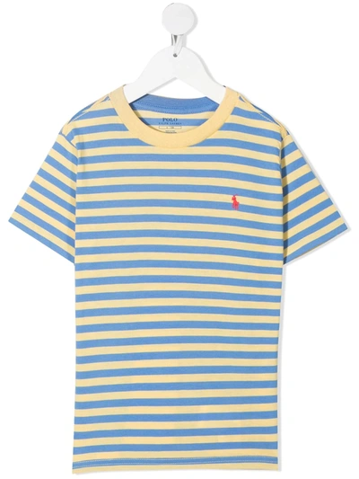Shop Ralph Lauren Striped Cotton-blend Jersey Tee In Yellow