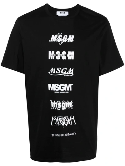 Shop Msgm Land Logo T-shirt In Black
