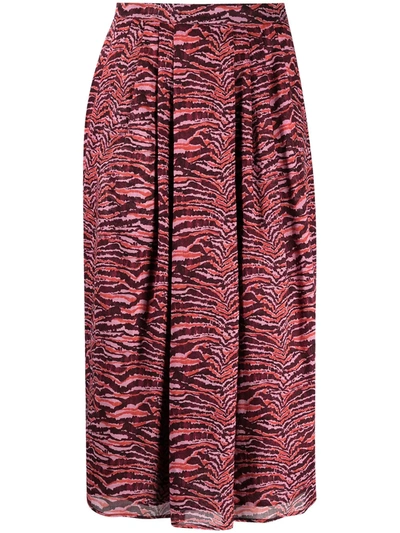 Shop Roseanna Animal-print Pleated Skirt In Pink