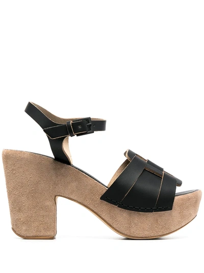 Shop Del Carlo Block-heel Sandals In Black