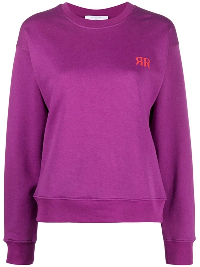 Shop Roseanna Embroidered-monogram Organic Cotton Jumper In Purple