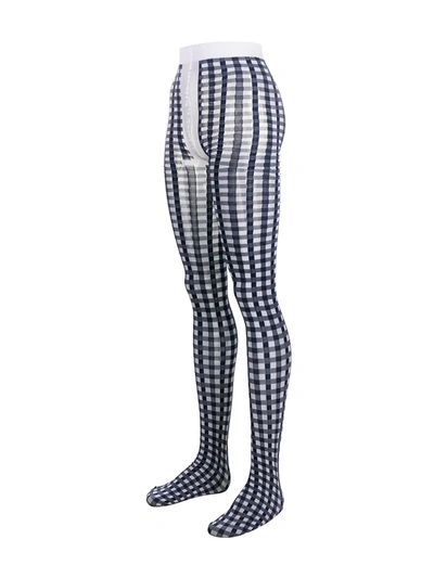 Shop Thom Browne Gingham Check Tights In Blue