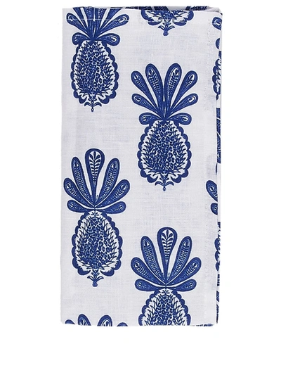 Shop La Doublej Pineapple-print Linen Napkins (set Of 6) In White