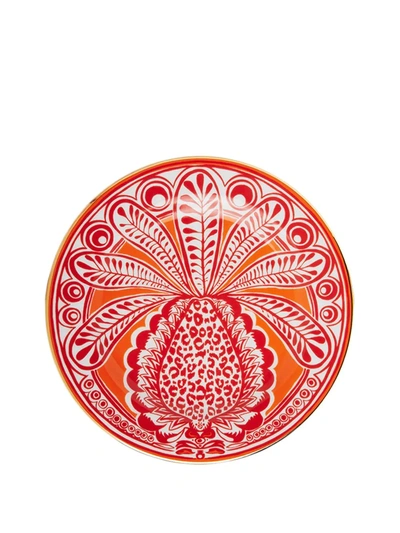 Shop La Doublej Pineapple-print Porcelain Dessert Plates (set Of Two) In Orange