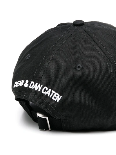 Dsquared2 Logo Printed Distressed Baseball Cap In Black