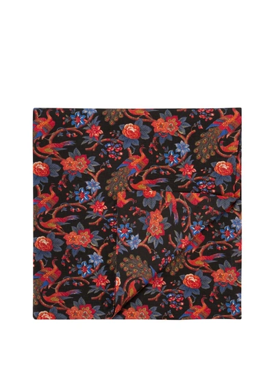 Shop La Doublej Pavone-print Linen Tablecloth In Black