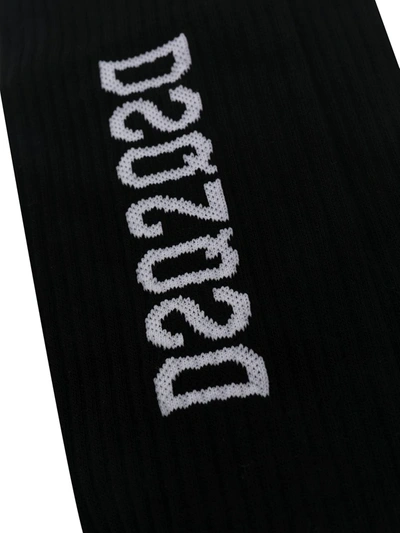 Shop Dsquared2 Intarsia-knit Logo Socks In Black