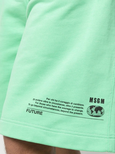 Shop Msgm Logo-print Shorts In Green