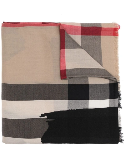 Shop Burberry Love Print Scarf In Brown