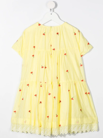 Shop Chloé Floral-embroidered Dress In Yellow