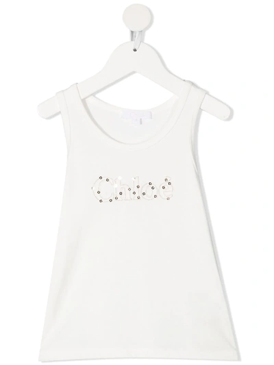 Shop Chloé Sequin-embellished Logo Tank Top In White