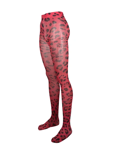 Shop Philipp Plein Leopard Print Tights In Red