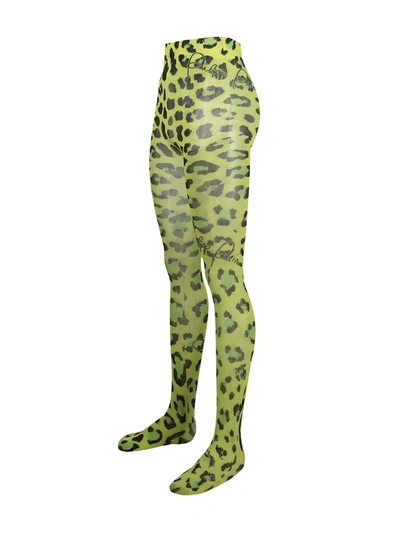 Shop Philipp Plein Leopard Print Tights In Green