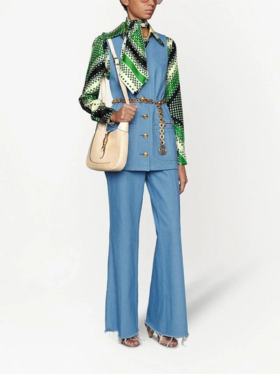 Shop Gucci Eco-washed Denim Vest In Blue