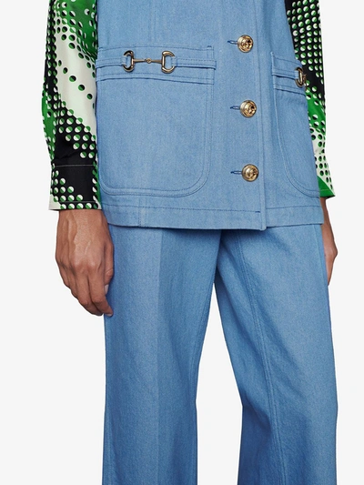 Shop Gucci Eco-washed Denim Vest In Blue