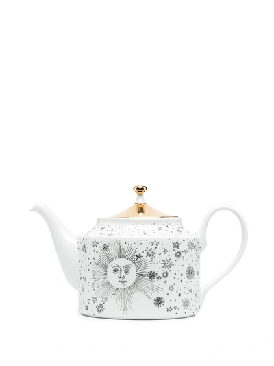 Fornasetti Solitario Hand Painted Teapot In White