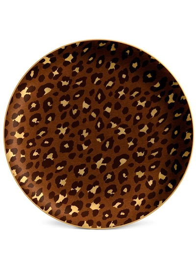 Shop L'objet Leopard Cake Plate In Brown