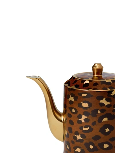 Shop L'objet Leopard Print Tea Pot In Brown