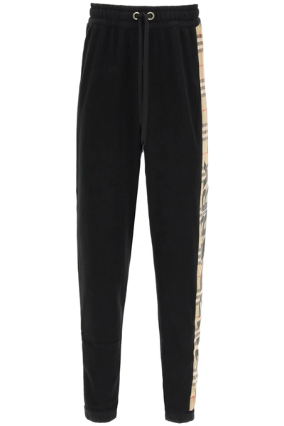 Shop Burberry Raine Trousers With Check Insert In Black (black)