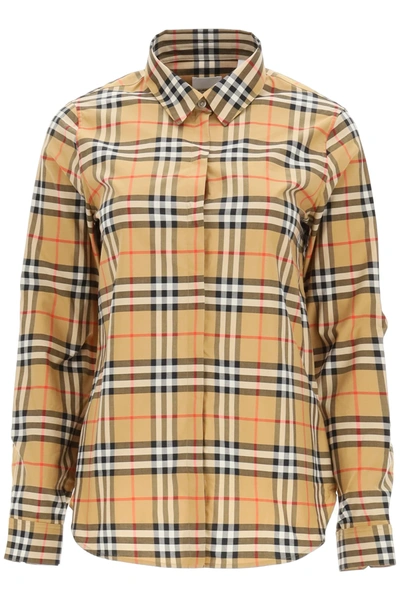 Shop Burberry Crow Vintage Check Shirt In Antique Yel Ip Chk (brown)